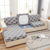 Housse de Coussin de Canapé <br> Géométrique Gris et Blanc
