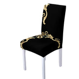 Stretch Chair Cover <br> Black and Gold Baroque