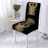 Stretch Chair Cover <br> Black and Gold Baroque