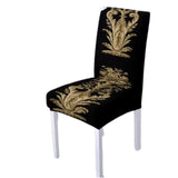 Stretch Chair Cover <br> Black and Gold Baroque