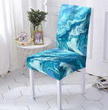 Housse de chaise <br> Marbrée Bleue