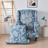 Housse fauteuil Crapaud <br> Fleurie Bleue