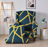 Housse fauteuil Crapaud <br> Géométrique Bleu Jaune