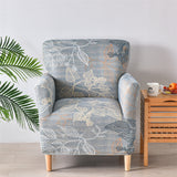 Housse fauteuil Scandinave <br> Fleurie Grise
