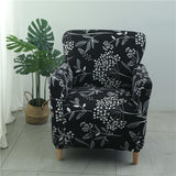 Housse fauteuil Scandinave <br> Fleurie Noir et Blanc