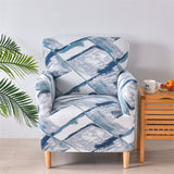Housse fauteuil Scandinave <br> Géométrique Bleue