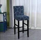 Navy Blue Geometric Stool Cover<br>