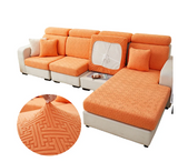Housse de Coussin Canapé <br> Jacquard Labyrinthe Orange