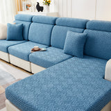 Housse de Coussin Canapé <br> Jacquard Labyrinthe Bleu