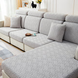 Sofa Cushion Cover <br> Light Gray Labyrinth Jacquard