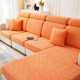 Housse de Coussin Canapé <br> Jacquard Labyrinthe Orange