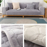 Velvet sofa throw <br> Thick Light Grey