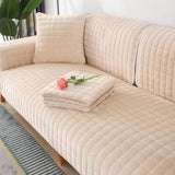 Velvet sofa throw <br> Thick Beige