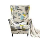 Housse fauteuil <br> Extensible Florale Grise