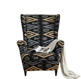 Housse fauteuil Extensible <br> Géométrique Gris et Beige