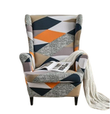 Housse fauteuil Extensible <br> Géométrique Orange et Bleu