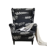 Housse fauteuil <br> Extensible Tropicale Noir et Blanc