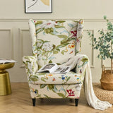 Housse fauteuil <br> Extensible Fleurie Blanche