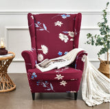 Housse fauteuil <br> Extensible Fleurie Grenat