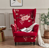 Housse fauteuil <br> Extensible Fleurie Rouge et Rose