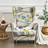 Housse fauteuil <br> Extensible Florale Grise