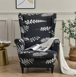 Housse fauteuil <br> Extensible Tropicale Noir et Blanc